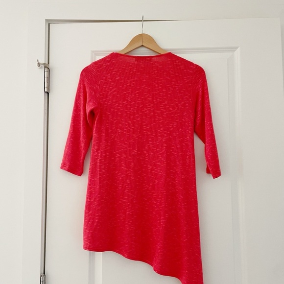 Sympli Layered Rib Knit Sweater Tunic Asymmetrical Coral - Picture 2 of 5